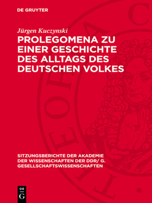 cover image of Prolegomena zu einer Geschichte des Alltags des deutschen Volkes